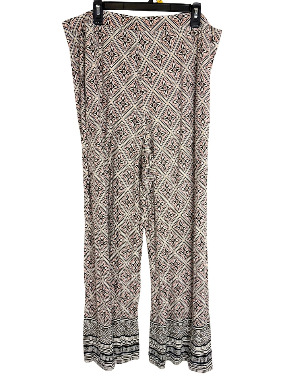 3/$20 Cato Geometric Print Wide Leg Pants in Cream and Black with Pink Accents - Picture 2 of 6